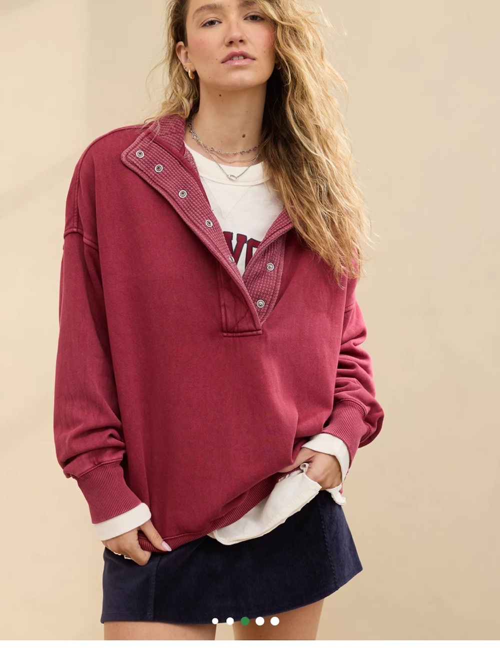Aerie getaway quarter zip in cherry tart